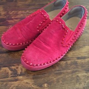 Red Christian Louboutin suede + stud Pikboat shoes